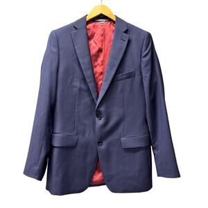 Indochino Blazer Mens 38 Wool Coastal Blue Jacket Polka Dot Lining 2 Button